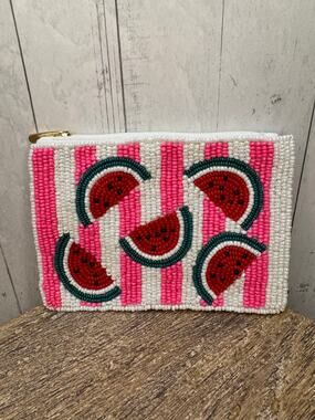 Cute Watermelon Beaded Coin Purse Fruit Lover Pouch Womens Gift for Her NEW!